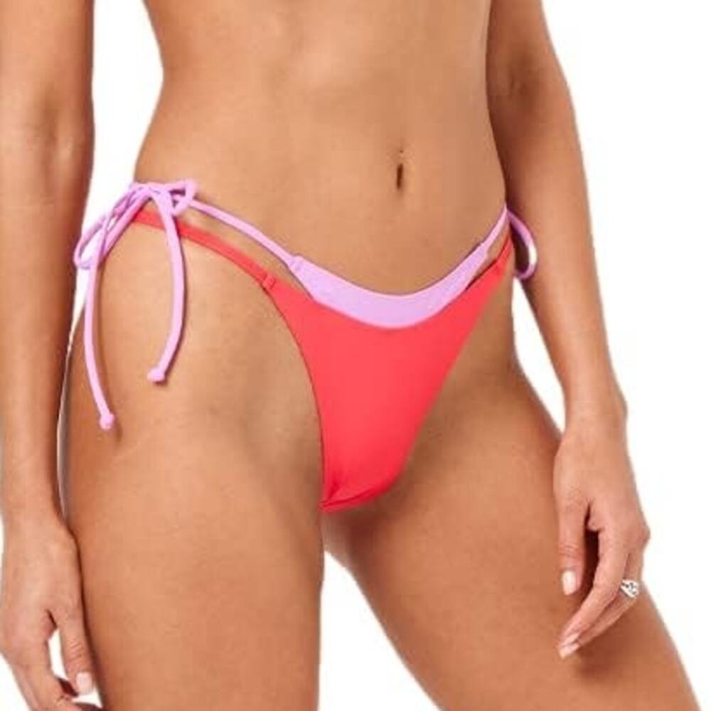 NWT L*Space Women's Fused Makena Bitsy Bikini Bottom Hot Cherry Jewel Pink SZ L